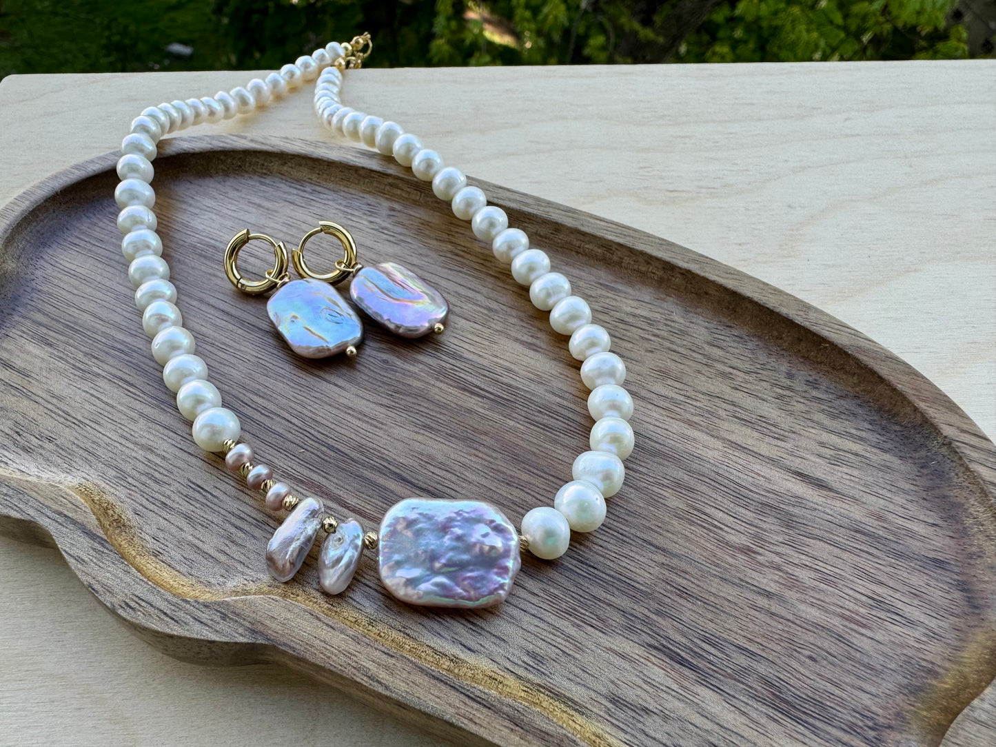 Pearls In Shape Set - Necklace and Earrings