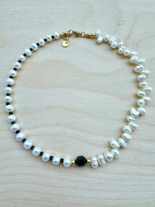 Bold Contrast: Natural Pearls with Onyx and Dark Steel