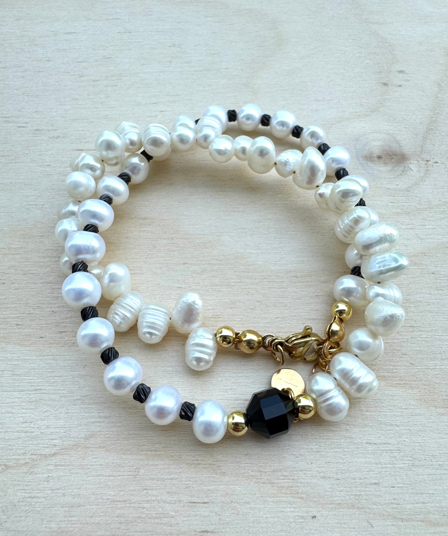 Bold Contrast: Natural Pearls with Onyx and Dark Steel