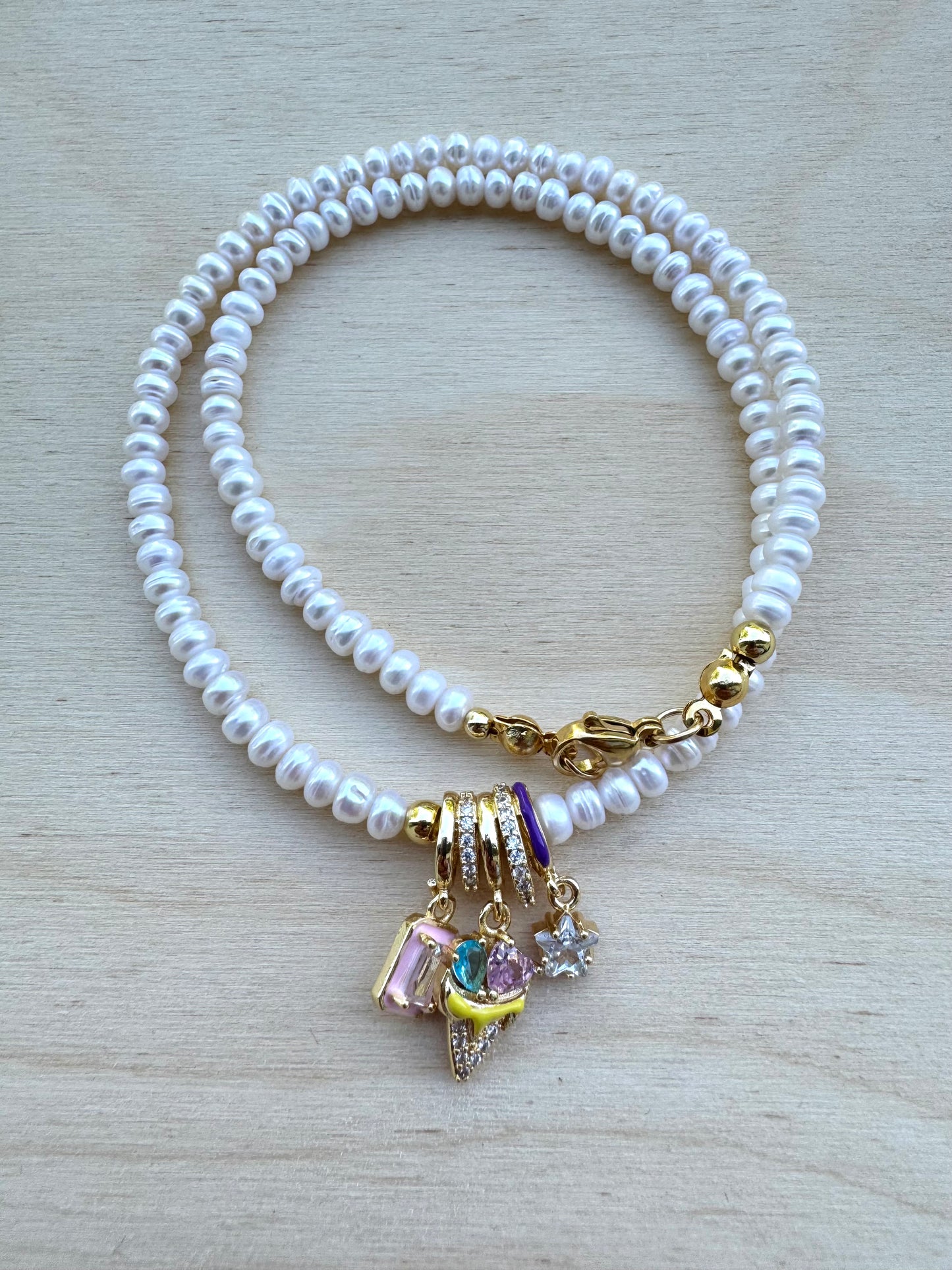 Pearls & Steel – Minimalist Charm Necklace